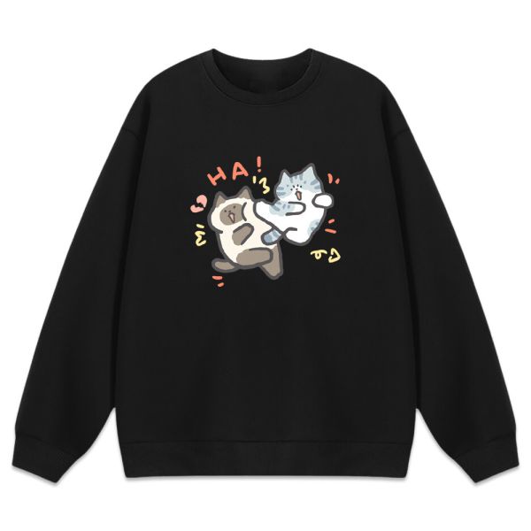 貓咪-HE HA 重磅刷毛大學T 柴犬,貓咪,T恤,百搭,網路購物,萌經濟,可愛,卡通,狗狗,凱蒂貓