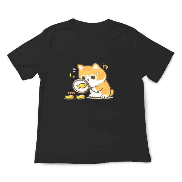 貓咪十二星座-處女座 印花短袖 柴犬,貓咪,T恤,百搭,網路購物,萌經濟,可愛,卡通,狗狗,凱蒂貓