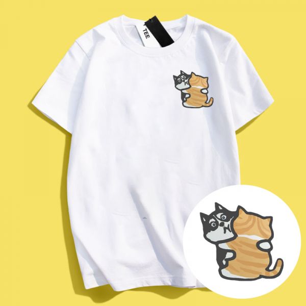 Husky & Cat Hug Tee Husky & Cat Hug Tee