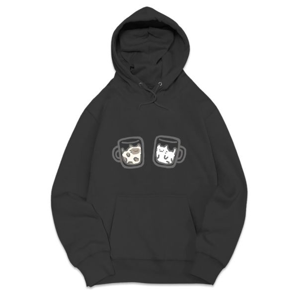 貓咪-茶和牛奶 重磅刷毛連帽T 