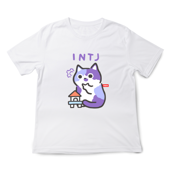 MBTI貓咪 INTJ-建築師 印花短袖 柴犬,貓咪,T恤,百搭,網路購物,萌經濟,可愛,卡通,狗狗,凱蒂貓