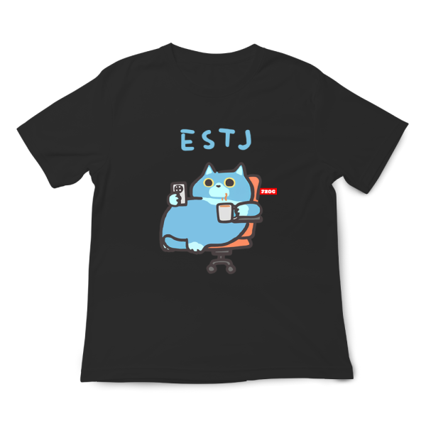 MBTI貓咪 ESTJ-總經理 印花短袖 柴犬,貓咪,T恤,百搭,網路購物,萌經濟,可愛,卡通,狗狗,凱蒂貓