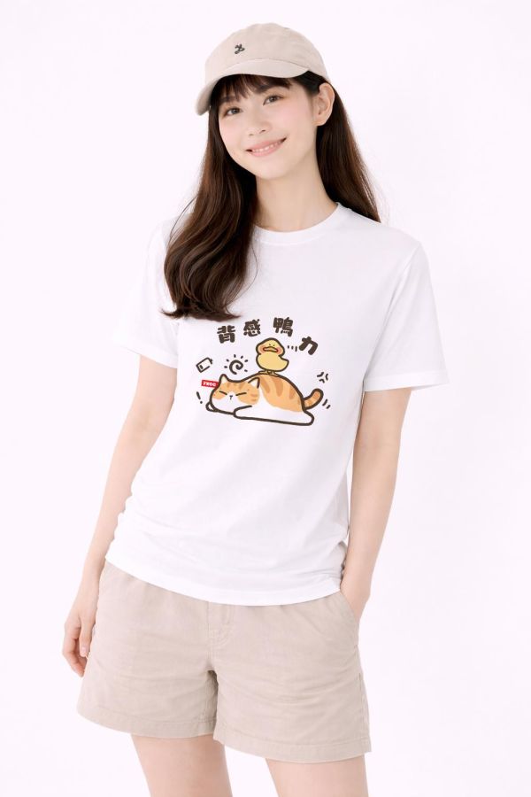 橘貓-背感鴨力 印花短袖 柴犬,貓咪,T恤,百搭,網路購物,萌經濟,可愛,卡通,狗狗,凱蒂貓