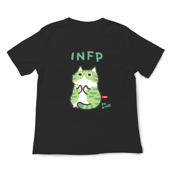 MBTI貓咪 INFP-調停者 印花短袖 柴犬,貓咪,T恤,百搭,網路購物,萌經濟,可愛,卡通,狗狗,凱蒂貓