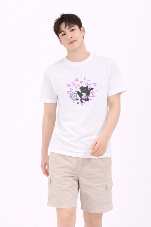 黑貓-充電貓 印花短袖 柴犬,貓咪,T恤,百搭,網路購物,萌經濟,可愛,卡通,狗狗,凱蒂貓