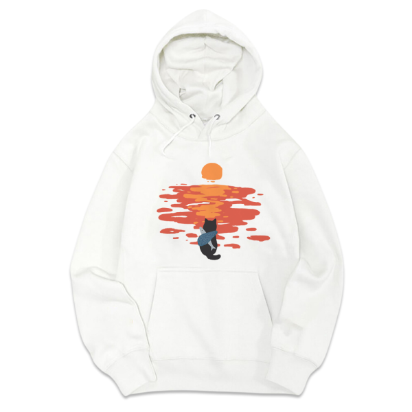 日落黑貓 重磅刷毛連帽T 