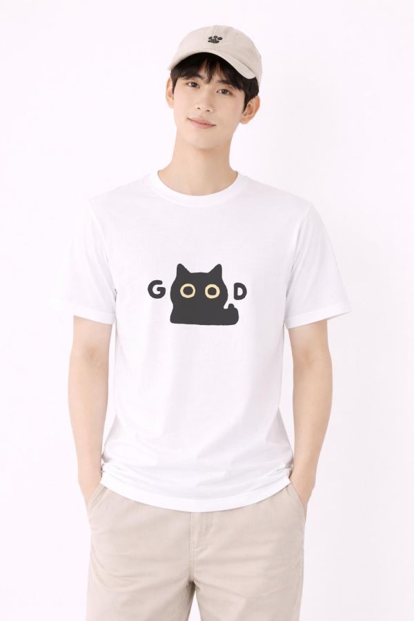 黑貓-GOOD 印花短袖 柴犬,貓咪,T恤,百搭,網路購物,萌經濟,可愛,卡通,狗狗,凱蒂貓