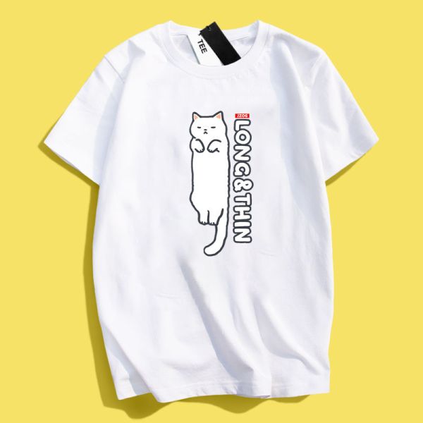 Long Thin White Cat Tee Long Thin White Cat Tee