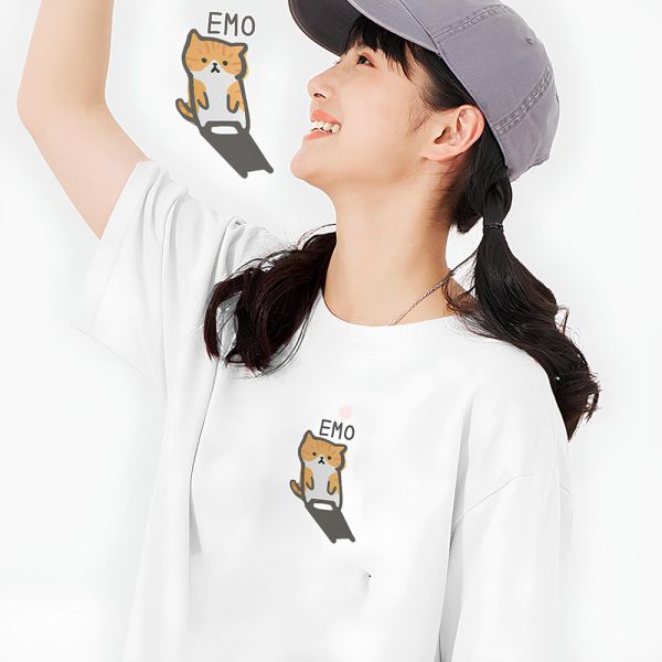 橘貓-EMO 印花短袖 柴犬,貓咪,T恤,百搭,網路購物,萌經濟,可愛,卡通,狗狗,凱蒂貓