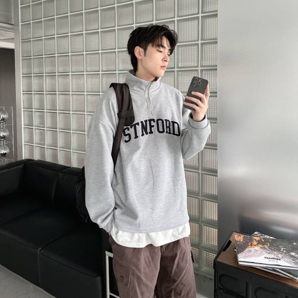 STNFORD毛巾繡小高領衛衣 