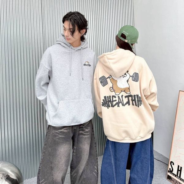 HEALTH舉重柴犬印花刷毛帽Tee 