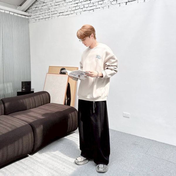 紙飛機柯基插畫刷毛大學Tee 