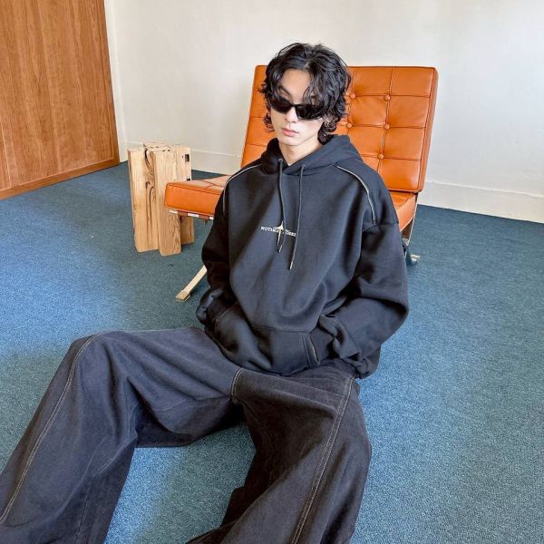 星芒立體別針刷毛帽Tee 