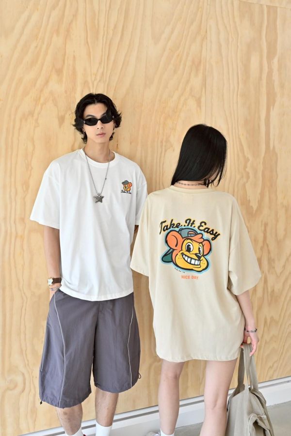 Take it Easy美式帽子猴印花短Tee 
