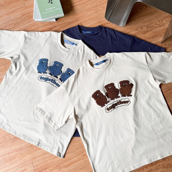 together毛巾刺繡小熊短Tee 