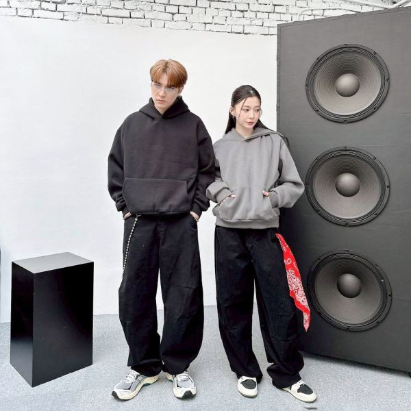 【現貨】短寬素色刷毛帽Tee 