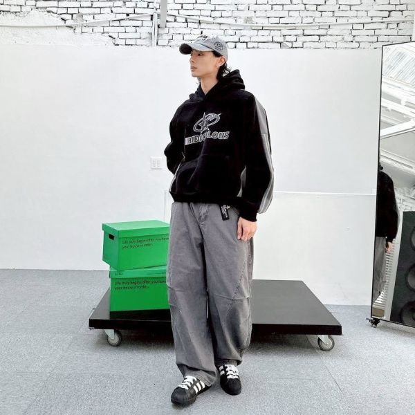 RIDICDLOUS閃電星撞色拼接刷毛帽Tee 