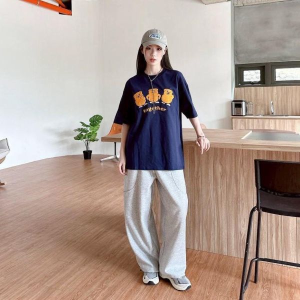 together毛巾刺繡小熊短Tee 