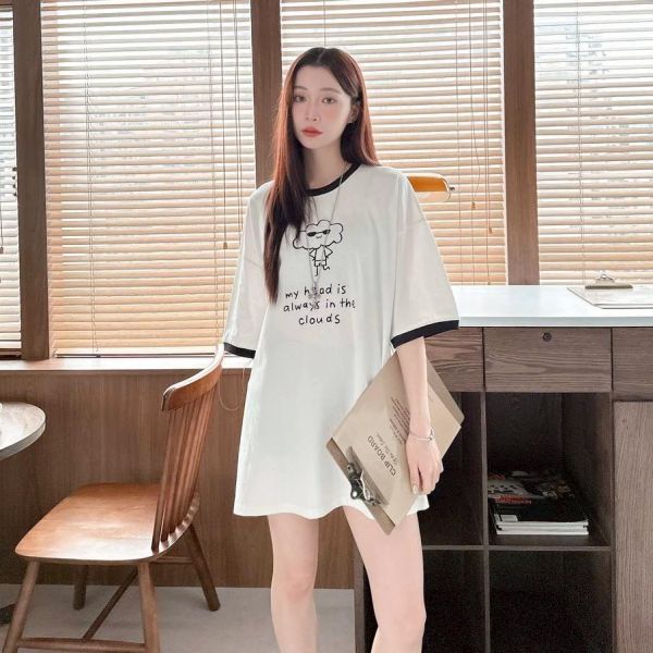 【現貨】墨鏡雲朵撞色螺紋短Tee 