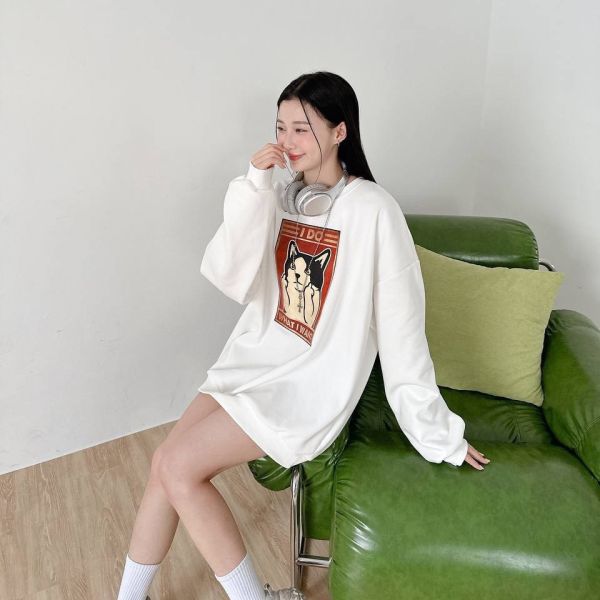 I DO中指貓印花大學Tee 