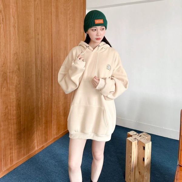 騎車男子印花刷毛帽Tee 