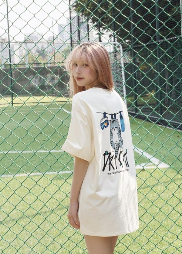 現貨【反差萌爆擊】厭世貓插畫短Tee 