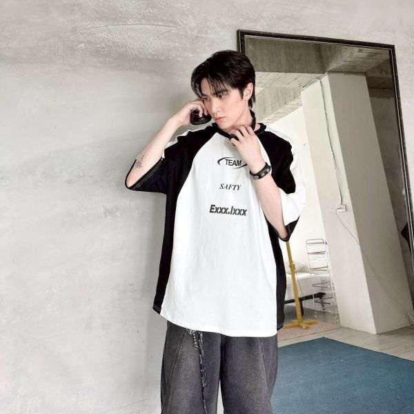 【現貨】TEAM美式撞色英字寬Tee 