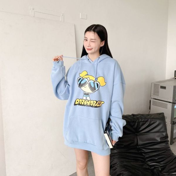 【現貨】 飛天小女警印花刷毛帽Tee 