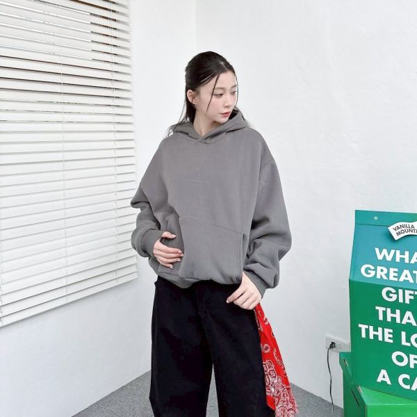 【現貨】短寬素色刷毛帽Tee 