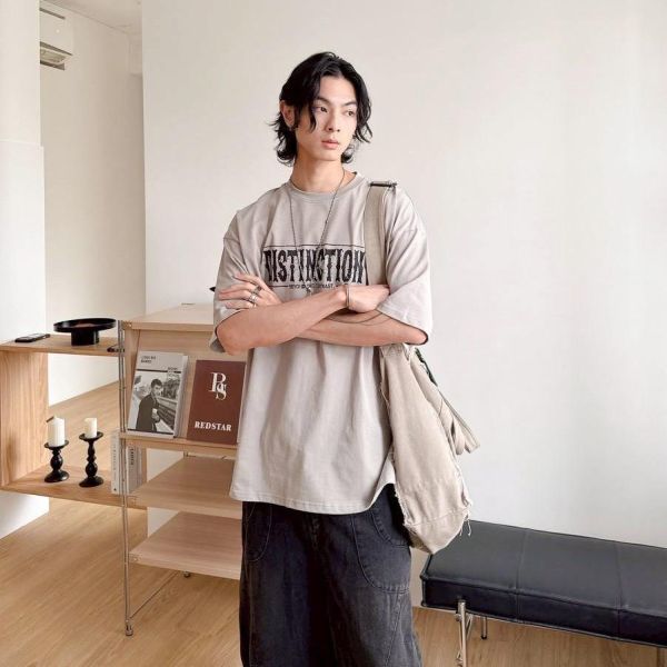 Distinction剝落字體美式印花短Tee 