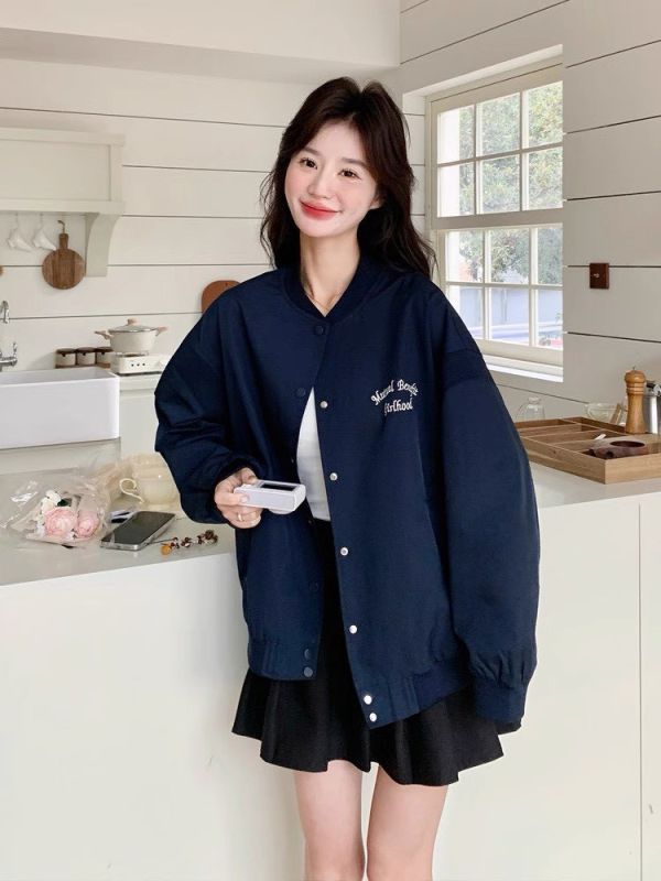 【預購】韓系蝴蝶結棒球夾克外套 