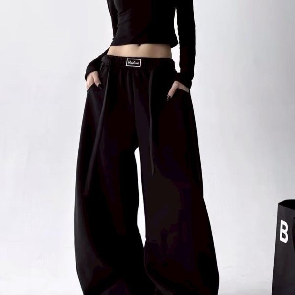 【預購】美式高腰抽繩棉褲 