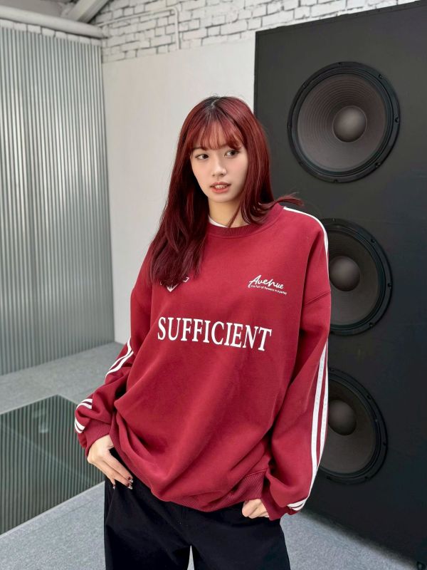 SUFFICIENT滾邊寬版大學Tee 