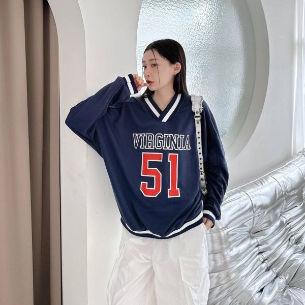 VIRGINIA 51V領撞色棒球大學Tee 