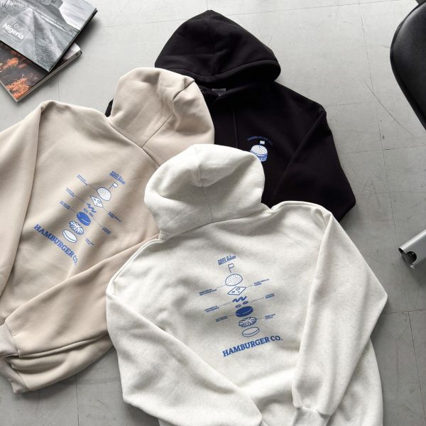 漢堡分解圖刷毛帽Tee 