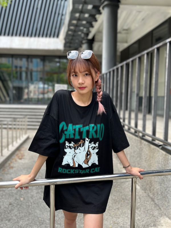 【現貨】CATTRIO 搖滾墨鏡貓印花Tee 