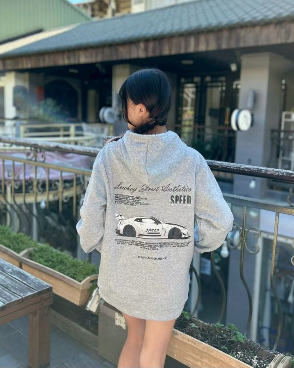 賽車英文刷毛帽Tee 