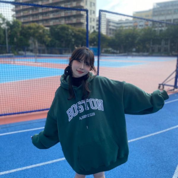 【預購】BOSTON刺繡貼布刷毛帽Tee 