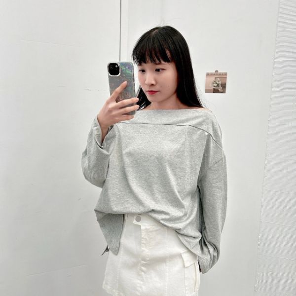 【現貨】慵懶感-一字領長版棉Tee 