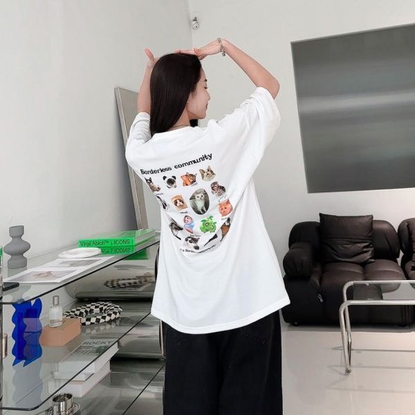 【現貨】超Q滿版貓咪貼圖短Tee 