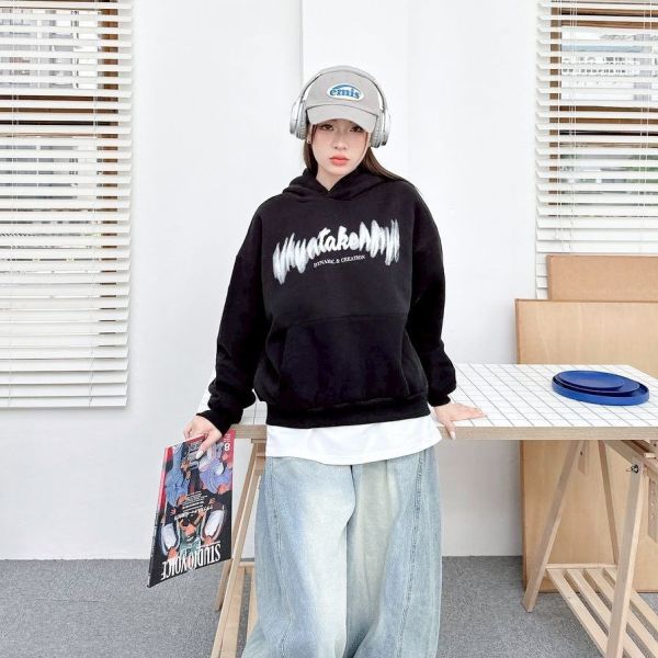 DYNAMIC&CREATION動態模糊印花刷毛帽Tee 