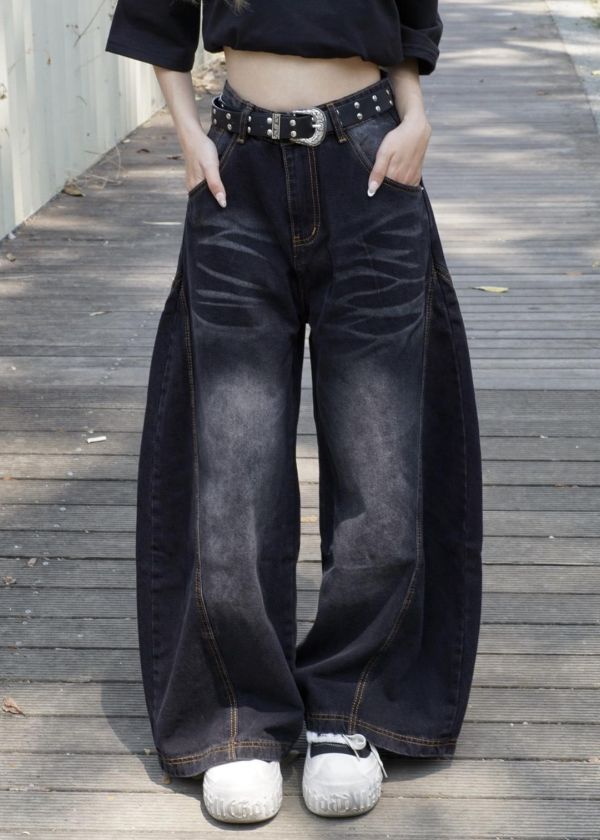 現貨+預購【吸睛比例】斑駁抓痕水洗彎刀褲 