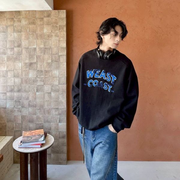 WEST COAST 刺繡刷毛大學Tee 