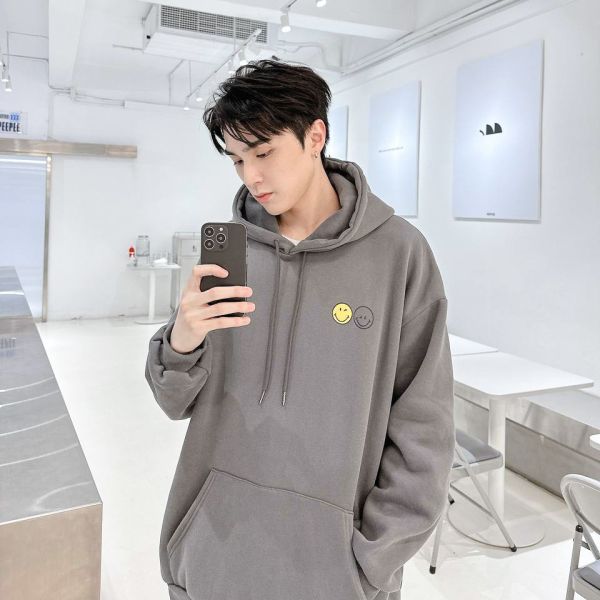 反差笑臉插圖刷毛帽Tee 