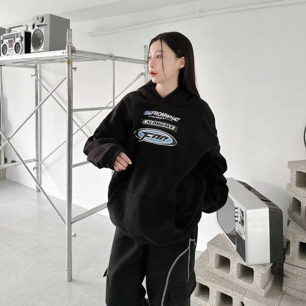 FROMWHAT斑駁感刷毛帽Tee 