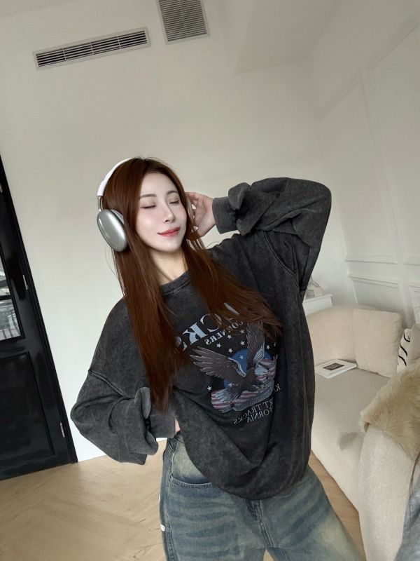 水洗美式寬鬆大學Tee 