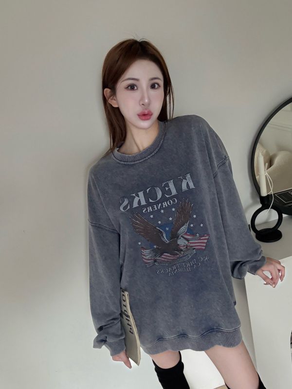 水洗美式寬鬆大學Tee 