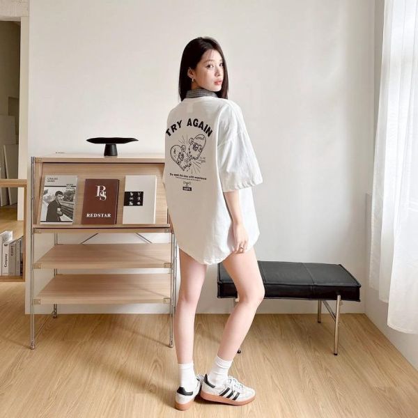 TRY AGAIN斷裂滑板印花短Tee 
