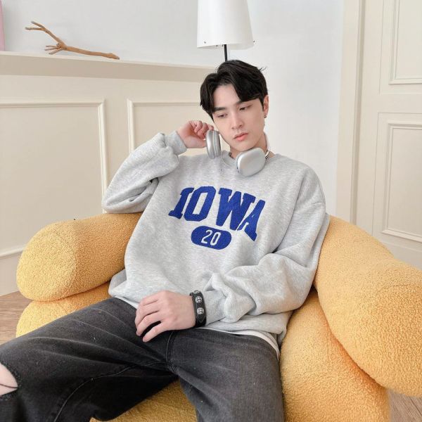 毛巾繡IOWA字母刷毛大學Tee 