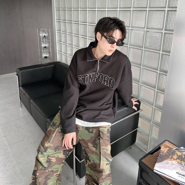 STNFORD毛巾繡小高領衛衣 